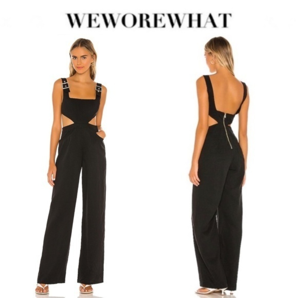 WeWoreWhat Black Jumpsuit Side Cutouts Buckle Y2K Style Overalls 00 250$ NWT
